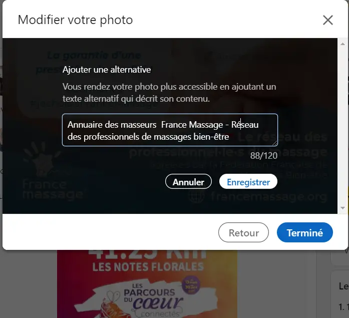 déscription de photo sur Linkedin