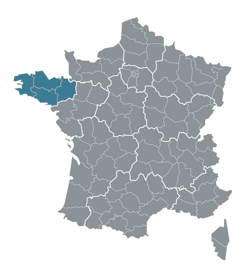 France massage - carte région Bretagne