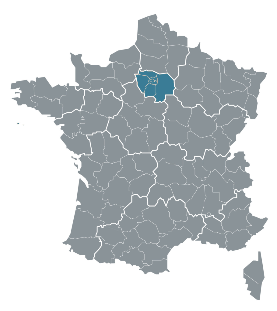 France massage - carte région Île-de-France
