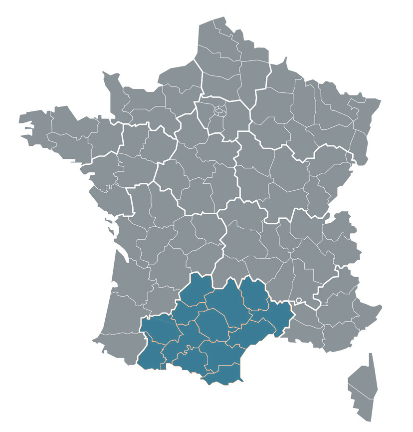 France massage - carte région Occitanie