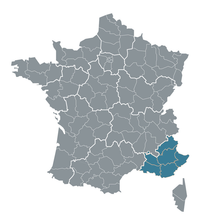 France massage - carte région Provence-Alpes Côte d'Azur
